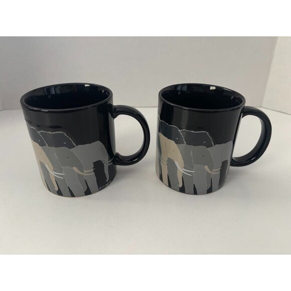Set of 2 OTAGIRI Elephant Coffee Tea Mugs Cups Tuskers By T. Taylor Designed - Picture 1 of 6